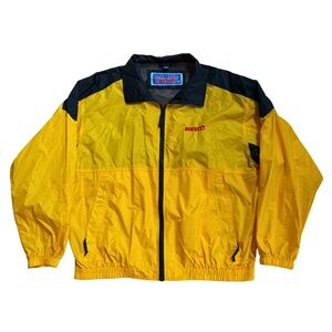 Vintage 90s Pirelli Dunbrooke Sport Windbreaker Jacket Yellow Black XL Motor